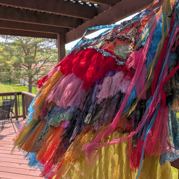 Colorful festival Boho Tulle Gypsy wrap lace Layer floral boho maxi skirt M L XL - Picture 11 of 12